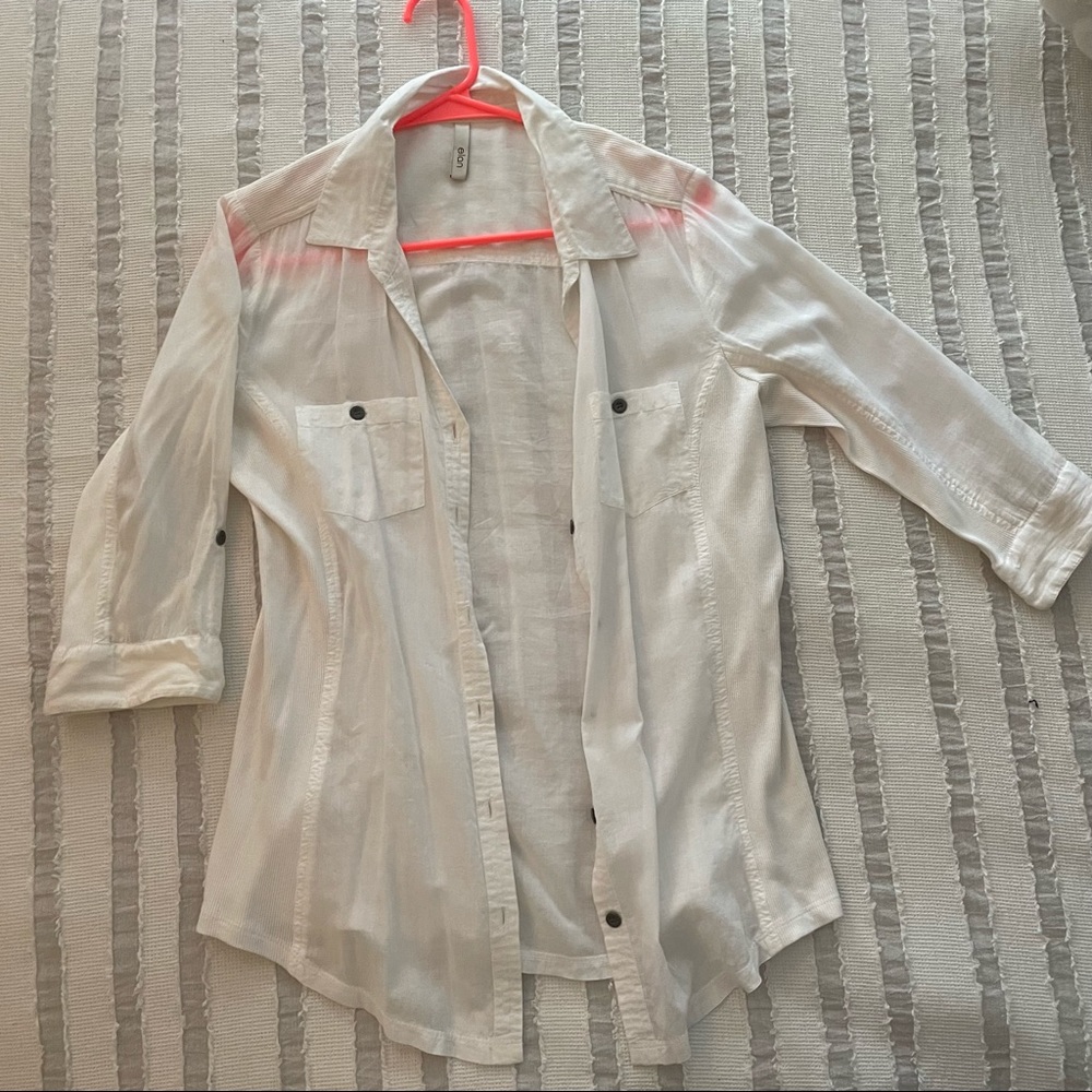 Elan White Button Down Blouse